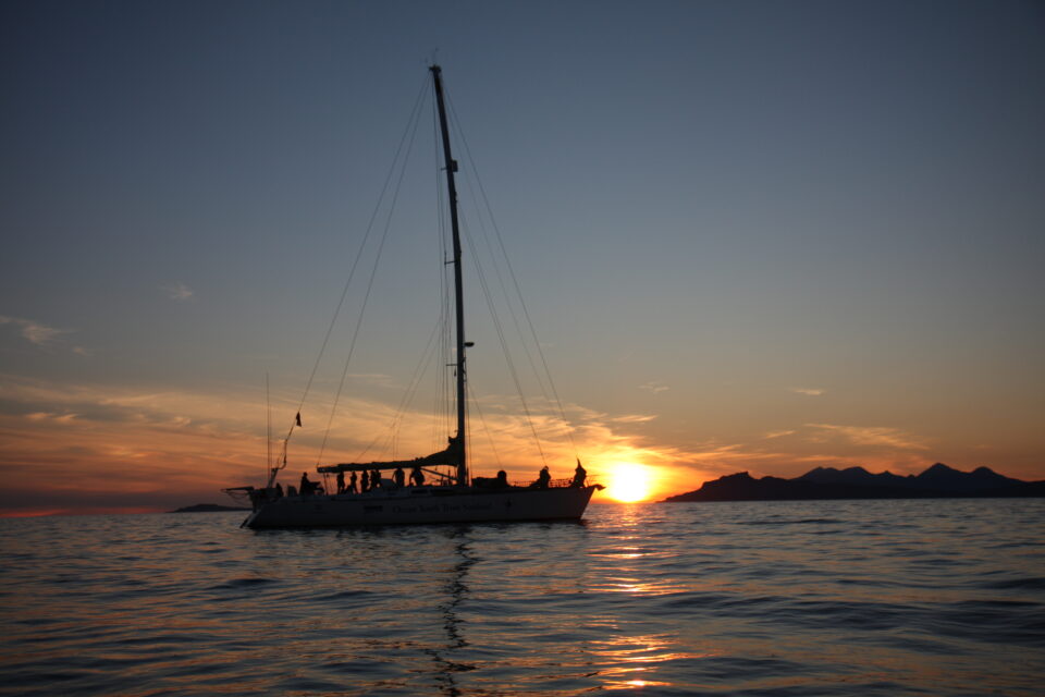 Sailing at sunset